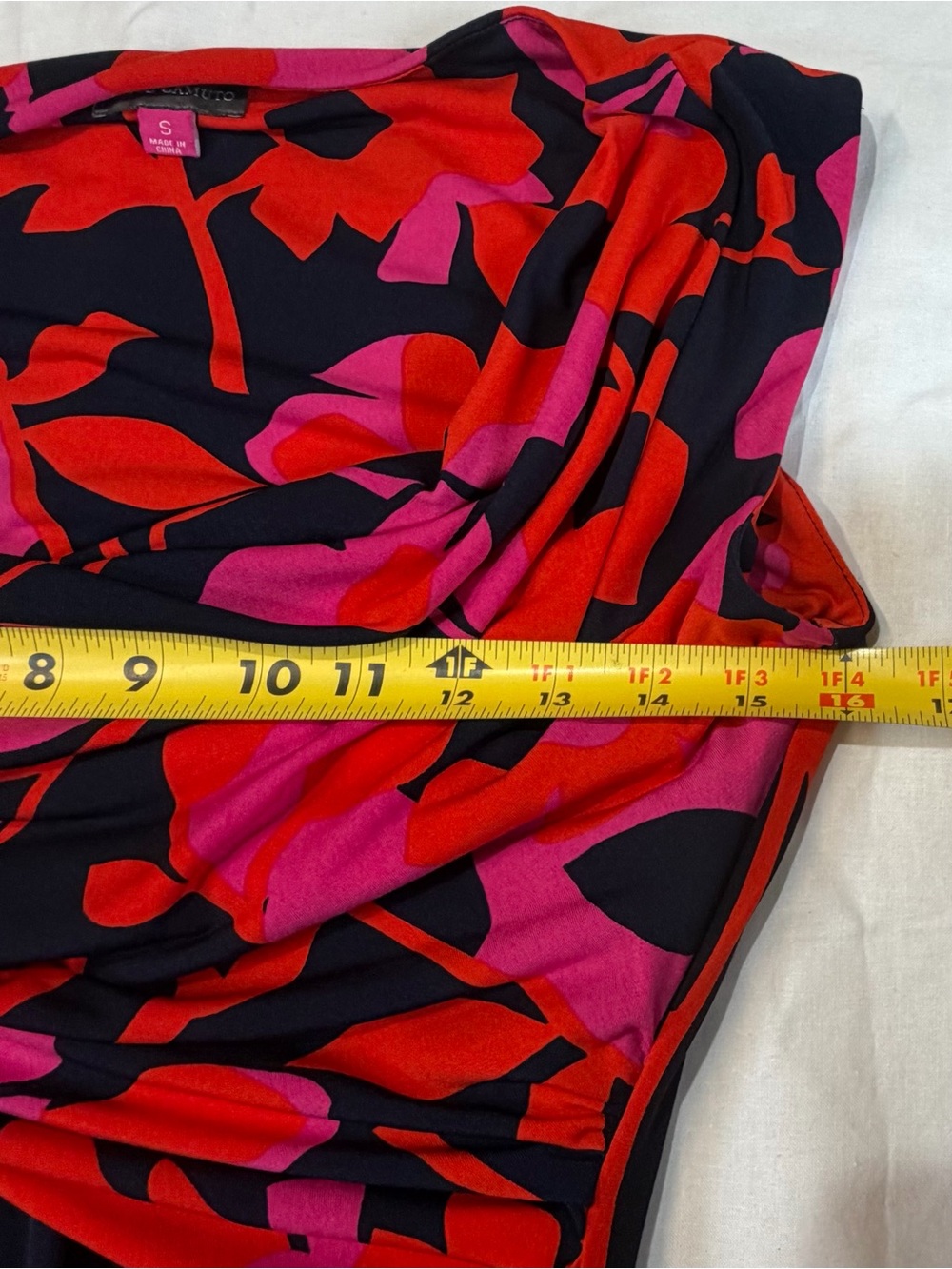 Vince Camuto Sleeveless Floral A-Line Dress in Black, Red & Pink - Picture 5 of 7
